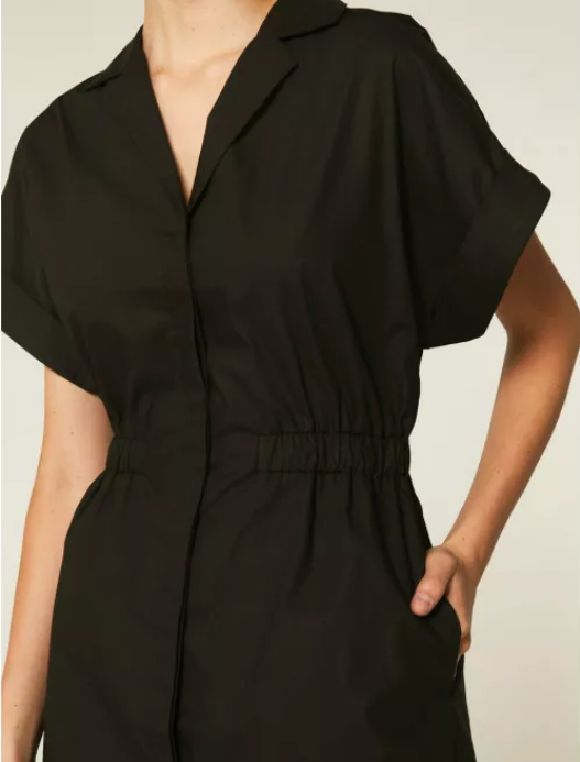 Poplin Shirt Dress - Black