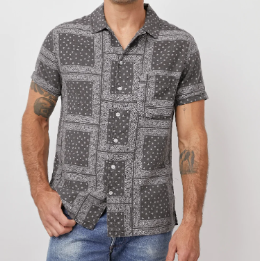 S/S Waimea Shirt - Black Bandana