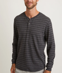 Double Knit Henley - Faded Black/White