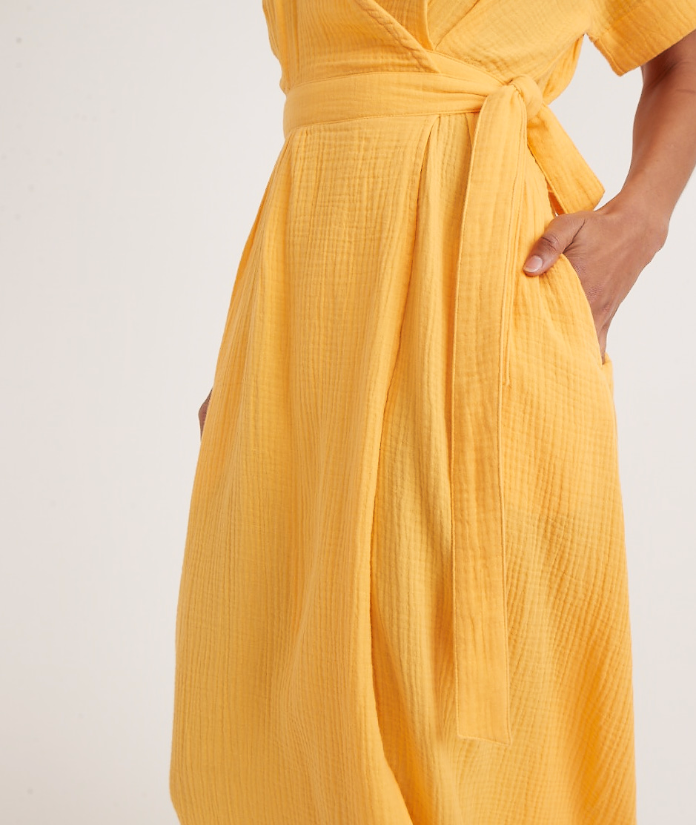 Valencia Wrap Dress - Golden Yellow Genterie Supply Co. Valencia Wrap Dress - Golden Yellow Genterie Supply Co.