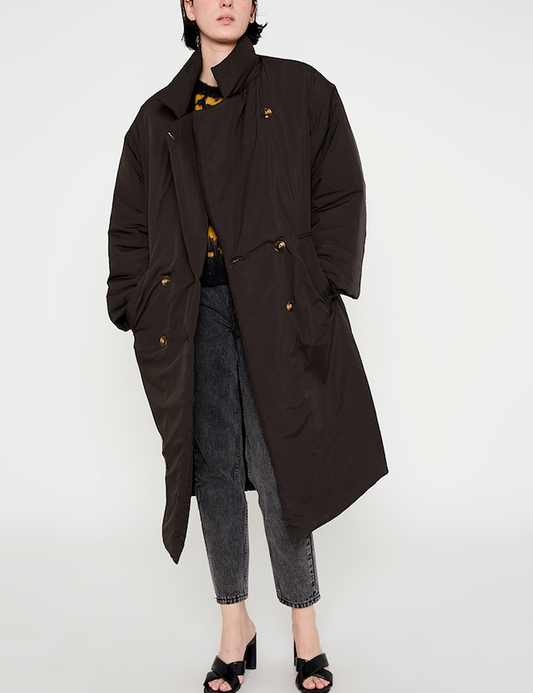 Puffer Trench Coat - Black