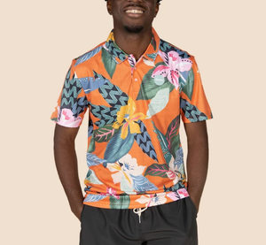 Happy Hour Polo Shirt Orange Multi Genterie Supply Co
