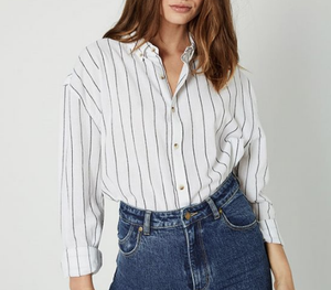 Slouch Stripe Shirt - White/Charcoal