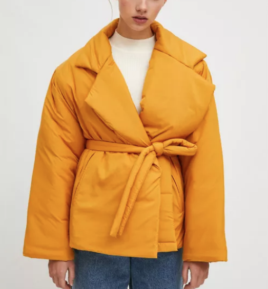 Cropped Puffer Coat - Mustard