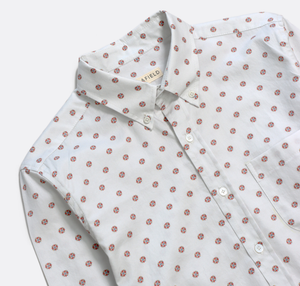 Mod Button Down Long Sleeve Shirt - Aloha Floral Print White Sand