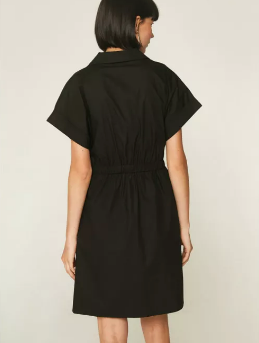 Poplin Shirt Dress - Black