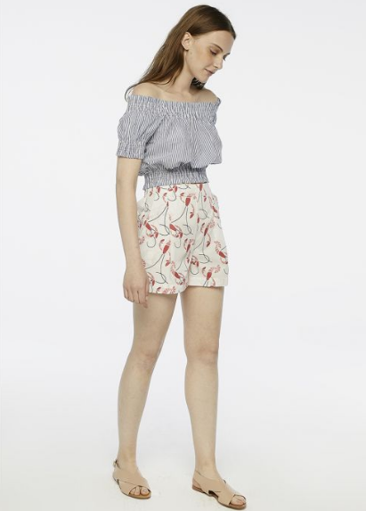 Off the Shoulder Top - Blue Stripe