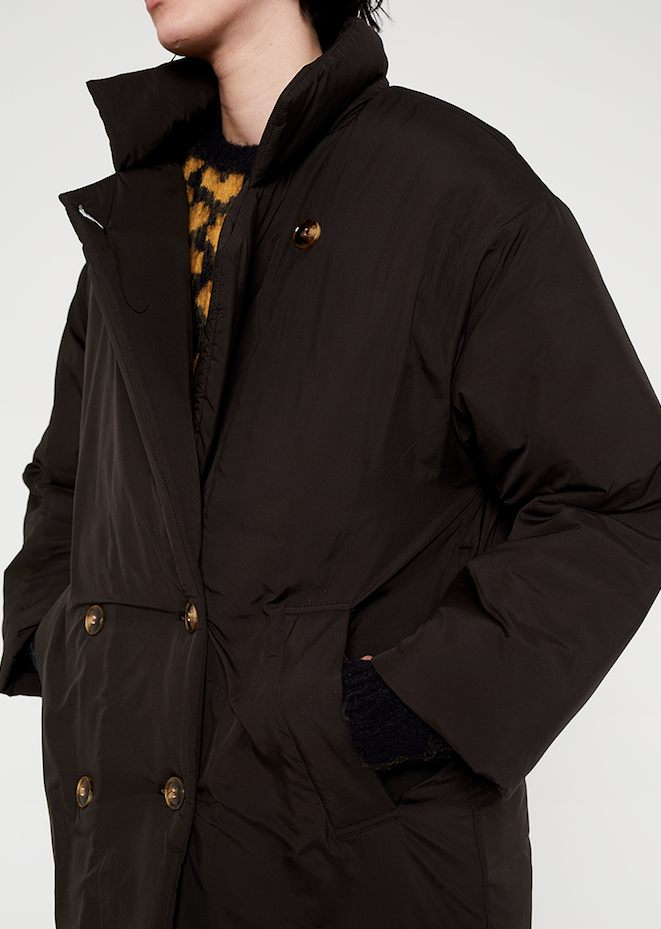 Puffer Trench Coat - Black
