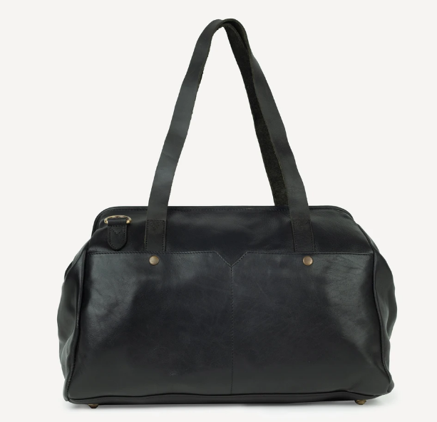 Leather Mini Weekender - Black