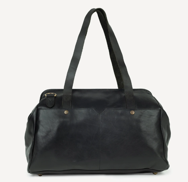 Leather Mini Weekender - Black