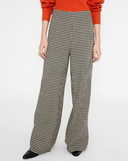 Wide Leg Trousers Black White Houndstooth Genterie Supply Co