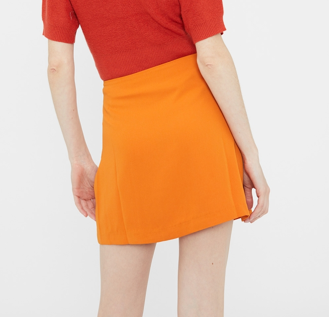 Crepe Mini Shift Skirt - Orange