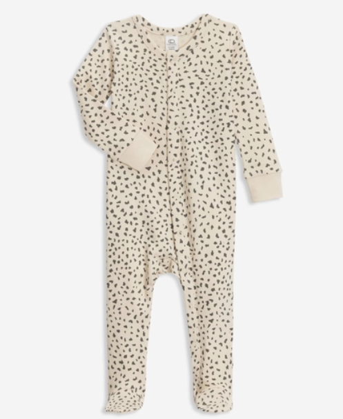 Skylar Footed Sleeper - Cheetah / Pewter