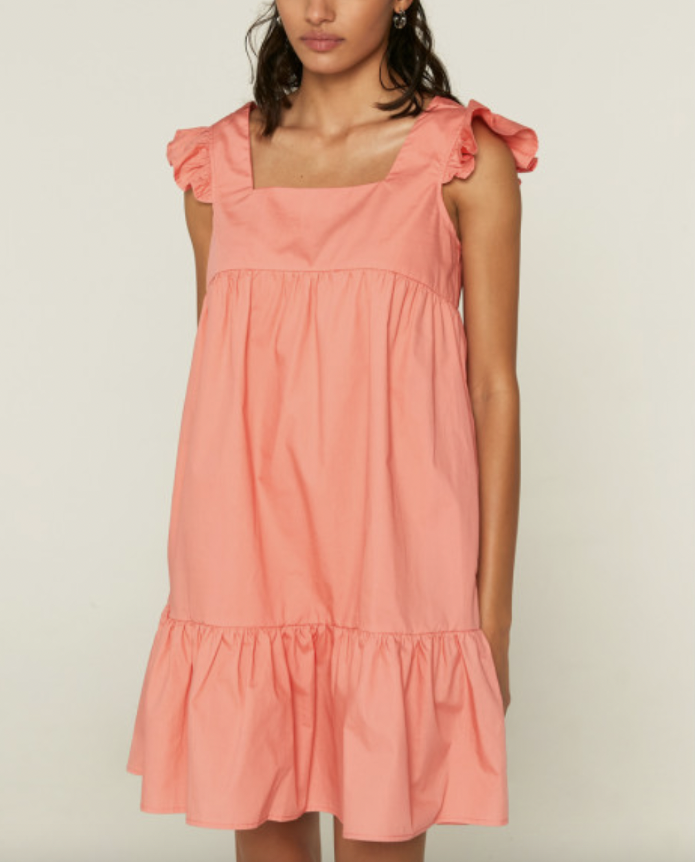 Ruffle Strap Mini Dress - Coral