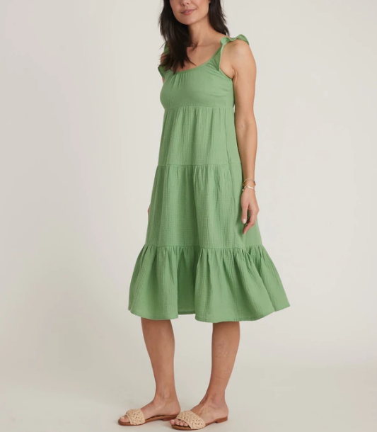 Jude Flutter Sleeve Dress - Jade Sheen