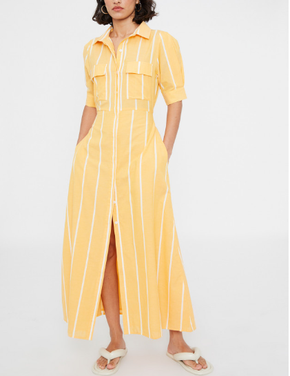 Yellow striped top shirt dress