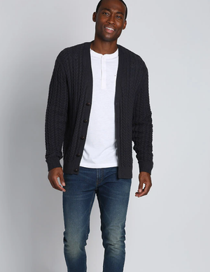 Cable Knit Cardigan - Navy