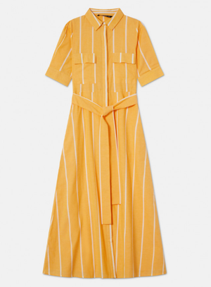 Maxi Shirt Dress - Yellow Striped
