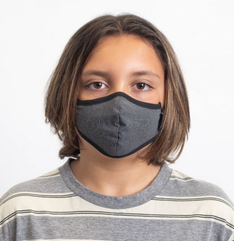 Youth Antimicrobial Face Mask - Grey Herringbone