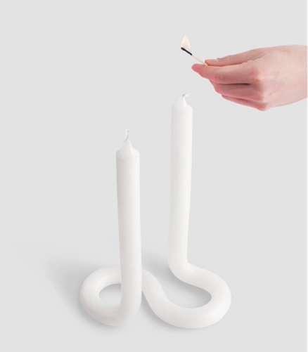 Double Twist Candle - White