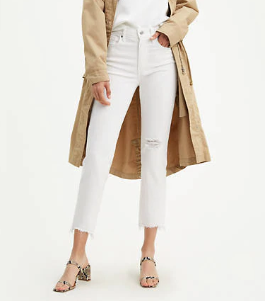 724 High Rise Straight Crop Jeans - White