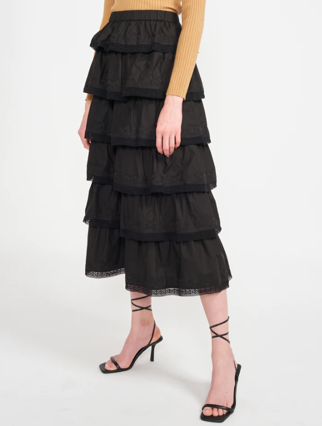 Louis Midi Skirt - Black