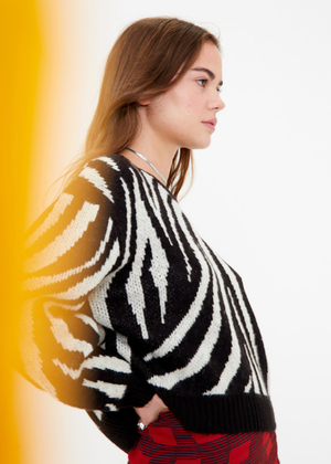 Zebra Print Sweater - Black/White