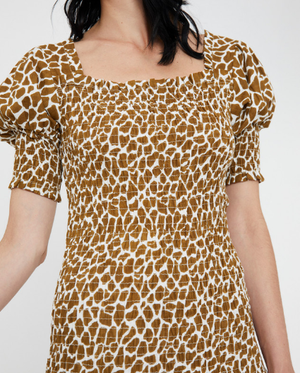 Fitted Mini Dress - Giraffe Print