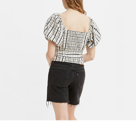 Vera SS Blouse - Sally Plaid Cloud Dancer