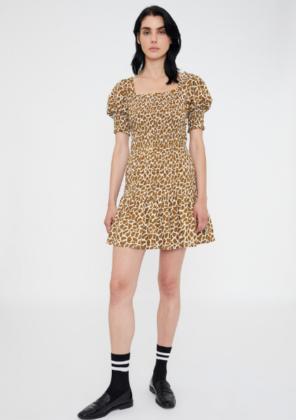 Fitted Mini Dress - Giraffe Print