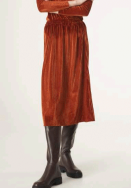 Textured Velvet Skirt - Brown