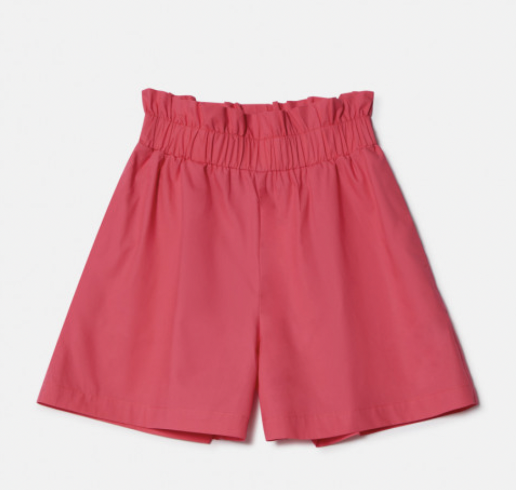 Ruffle Waisted Poplin Shorts - Pink