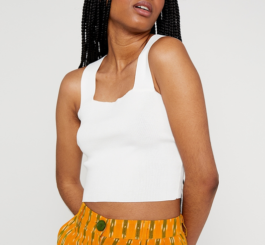 Knit Back Wrap Top - White