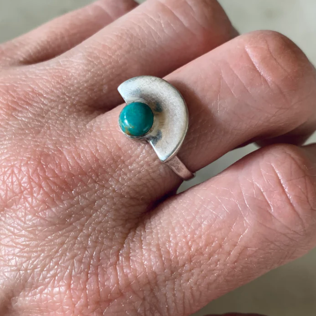 Semicircle Turquoise Ring - Bronze