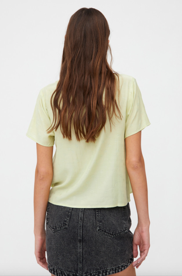 Lightweight Jacquard Shirt with Flowers - Green