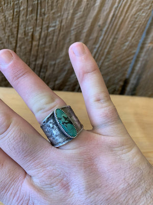 Tufacast Shield Ring with Turquoise Talon