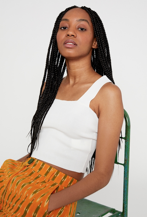 Knit Back Wrap Top - White