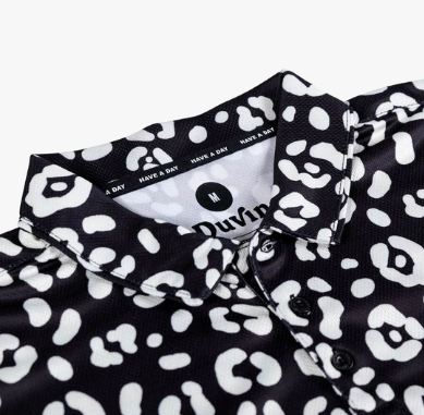 Leopard Polo Shirt - Black/White