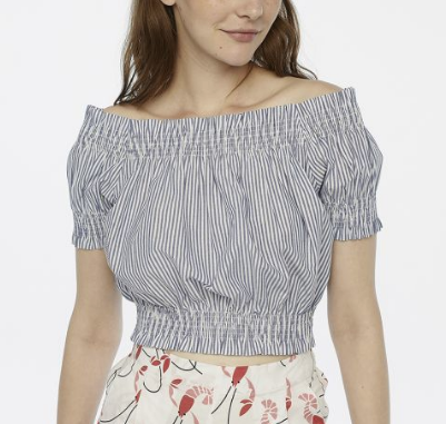Off the Shoulder Top - Blue Stripe