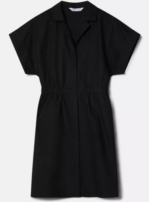 Poplin Shirt Dress - Black