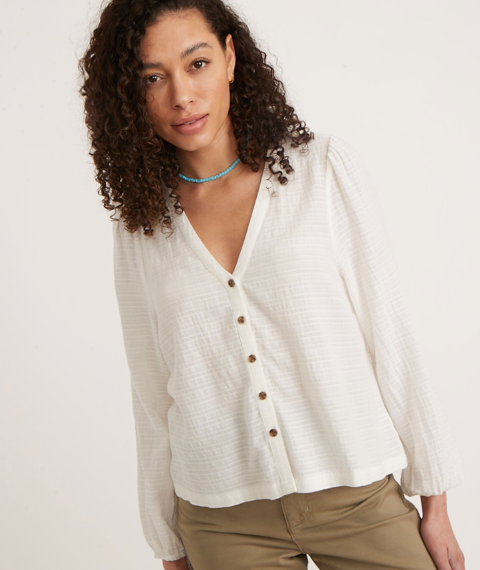 Colette Top - White Shadow Stripe