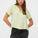 Lightweight Jacquard Shirt with Flowers - Green