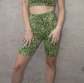 Maddy Bike Shorts - Green Leopard
