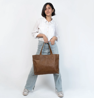 Bucket Tote - Brown Leather