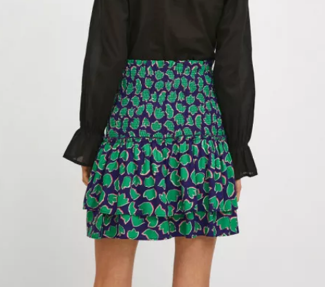 High Waisted Mini Skirt - Tulip Print Blue/Green