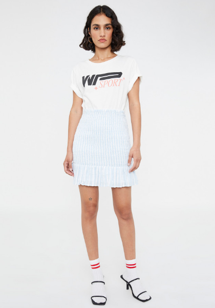 Smocked Mini Skirt - Blue Stripe