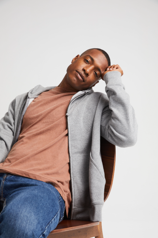 Recycled Fleece Full Zip Hoodie - Heather Grey
