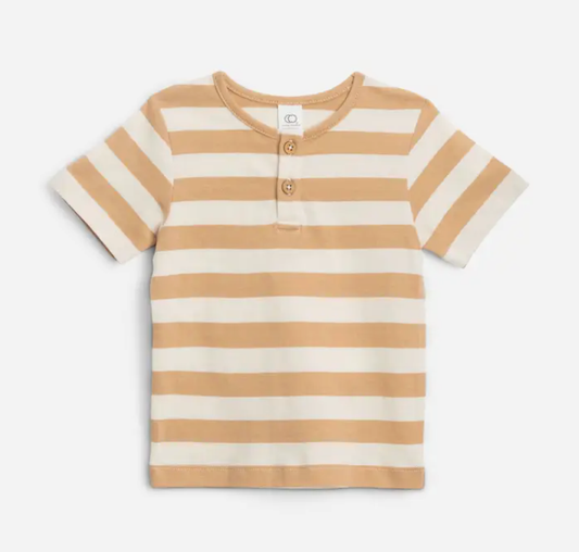 Reef Henley Crew Neck Tee - Tan Ely Stripe