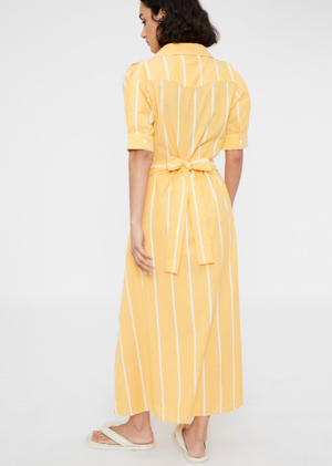 Maxi Shirt Dress - Yellow Striped