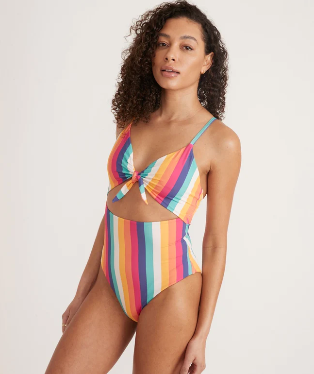 Havana Tie Front One Piece - Multi Stripe